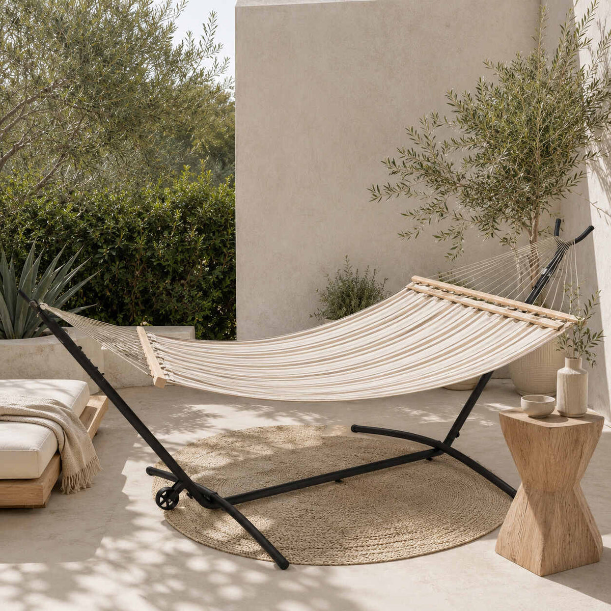 Support de hamac mobile sur roues pour jardin, terrasse et extérieur