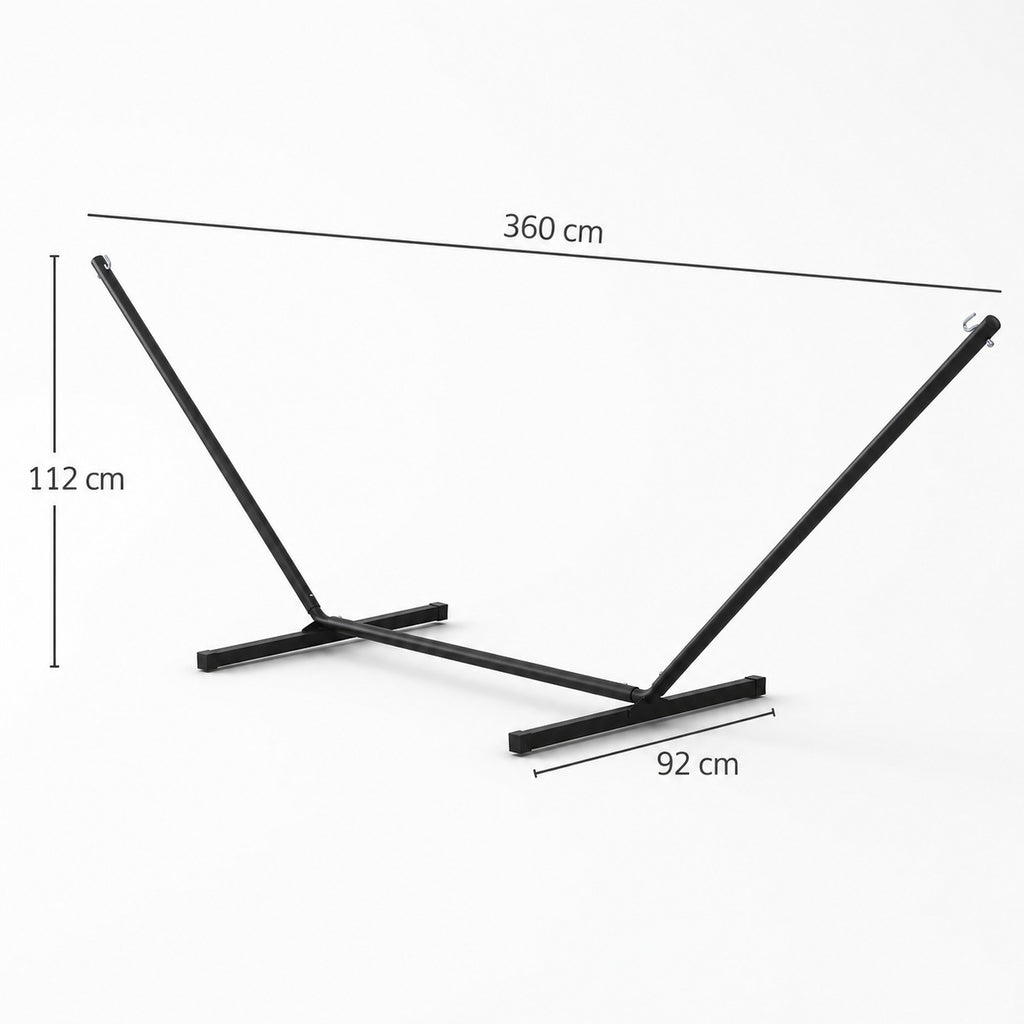 Support pour hamac noir en métal compatible jardin, balcon et patio