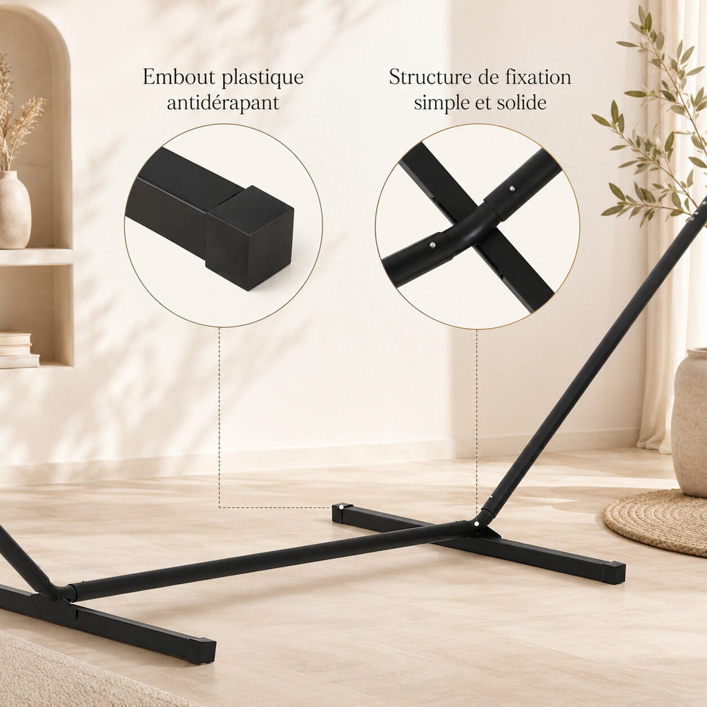 Mobilier extérieur — support de hamac métal noir pour 1 personne