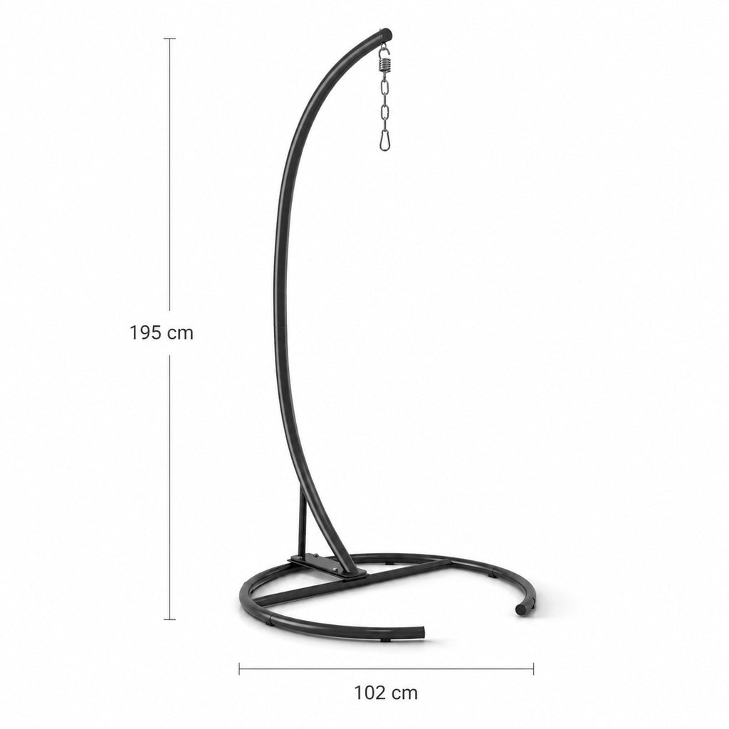 Support fauteuil suspendu noir en acier pour jardin ou terrasse