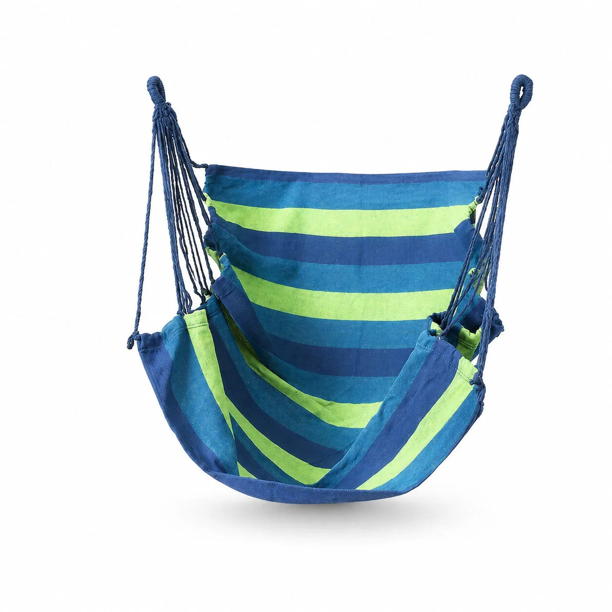 Chaise suspendue rayée bleue en toile épaisse pour balcon