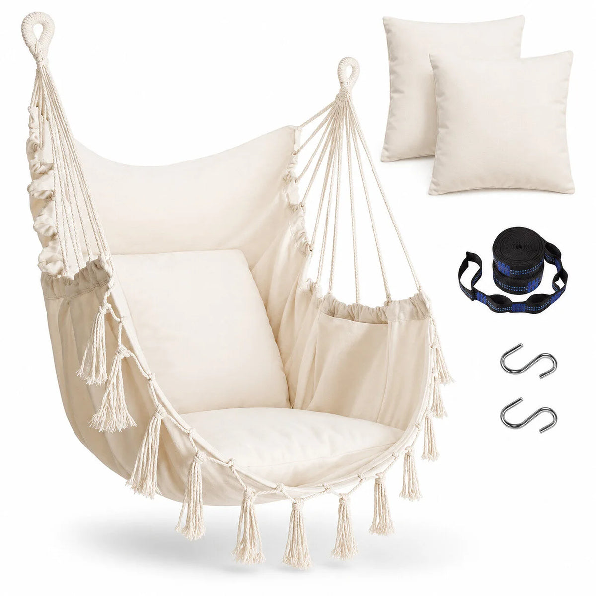 Chaise suspendue macramé pour balcon