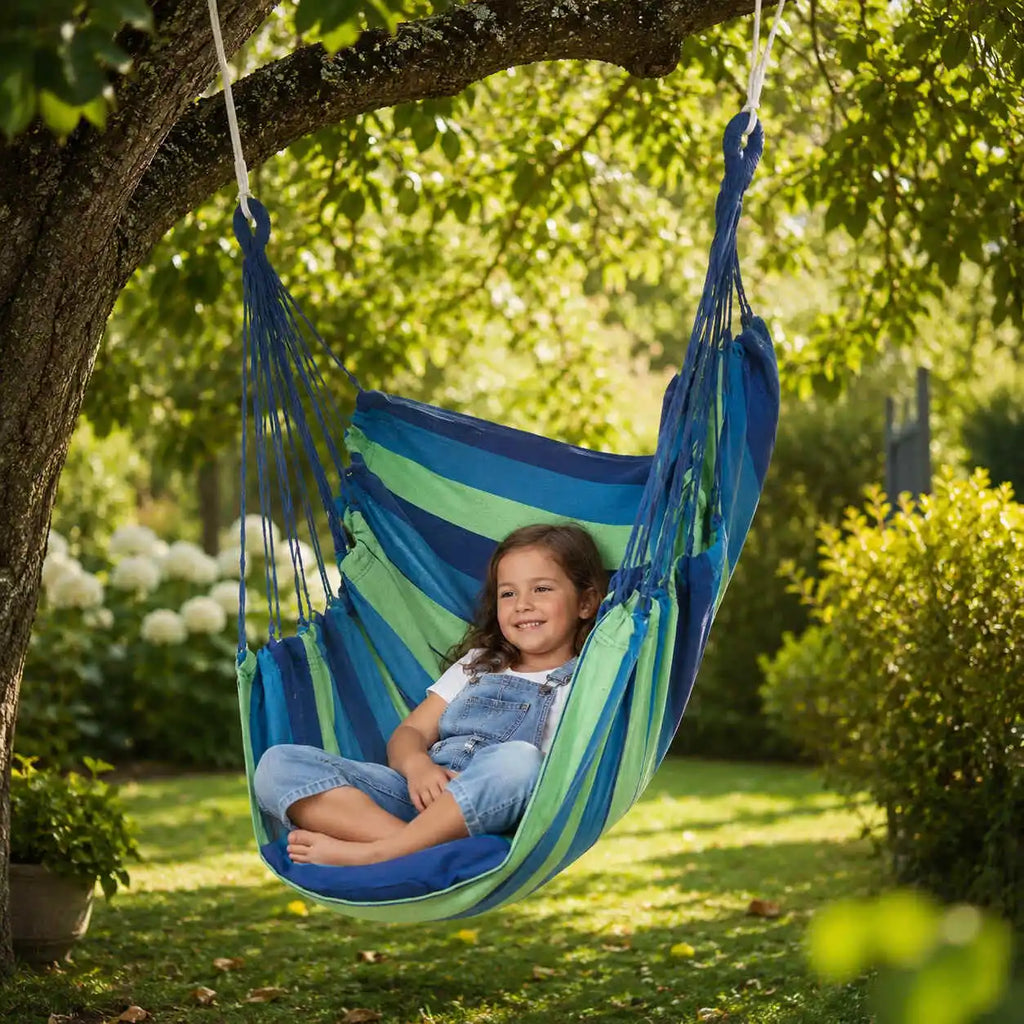 Chaise suspendue rayée en toile épaisse résistante