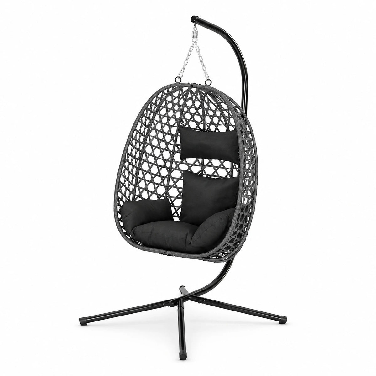 Fauteuil suspendu œuf noir — mobilier extérieur pour jardin