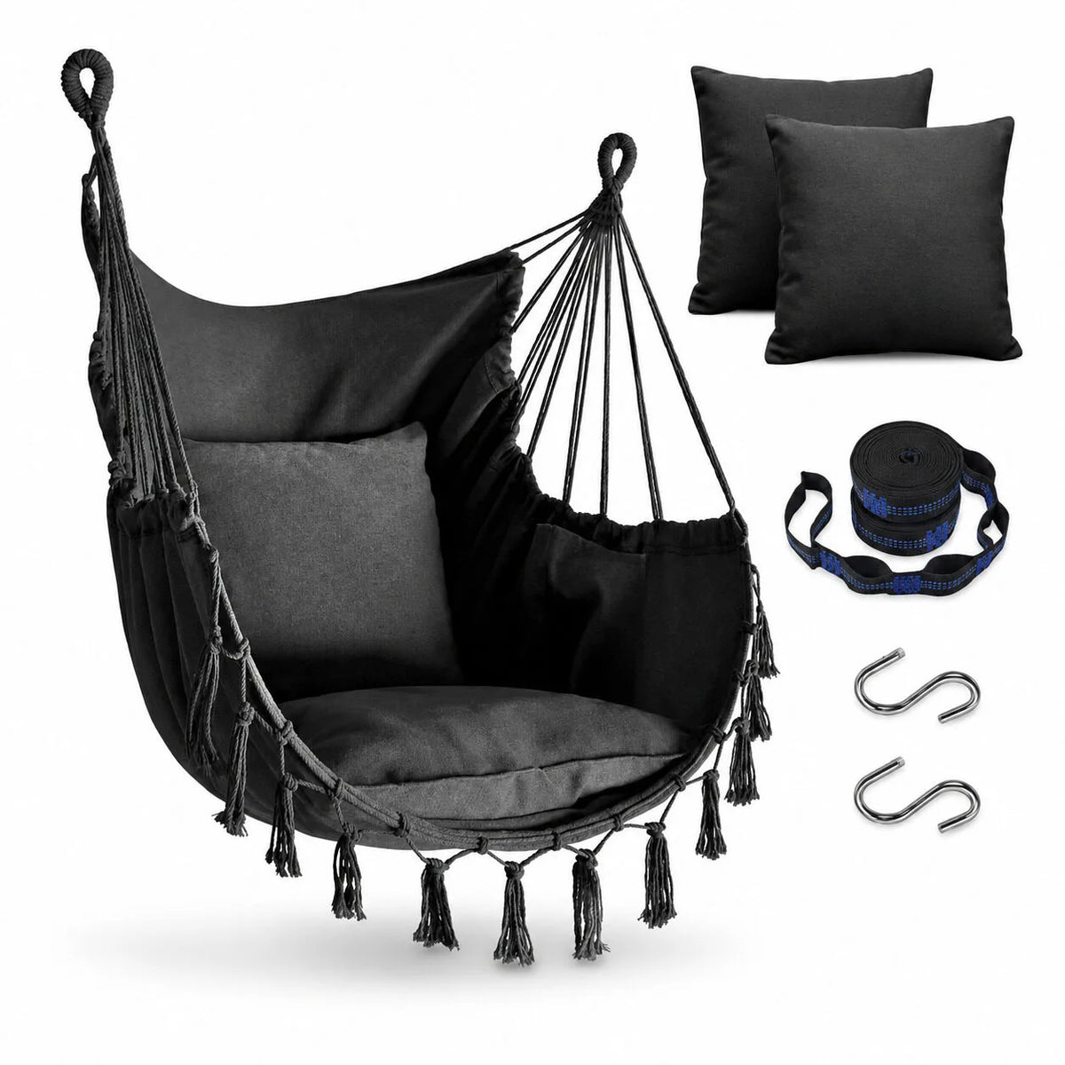 Fauteuil suspendu macramé cosy et bohème