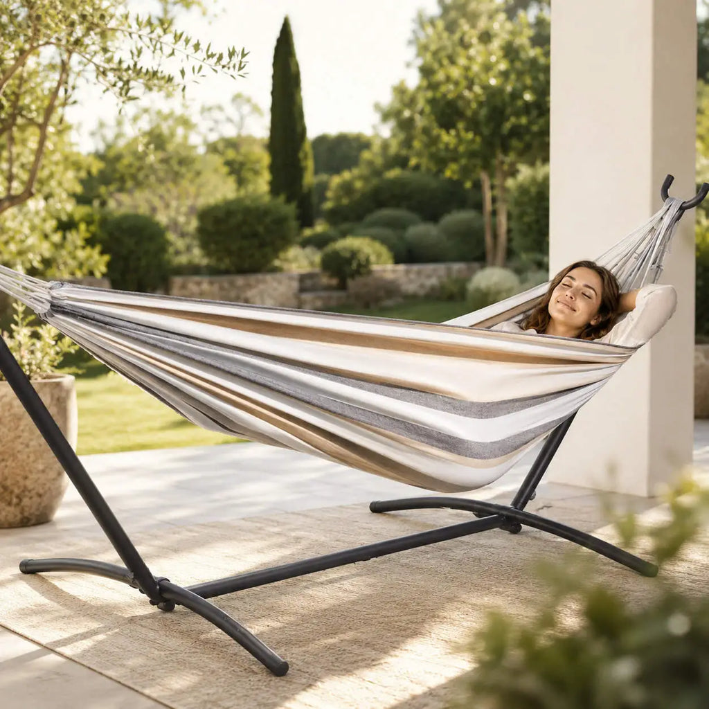Hamac double café compact pour jardin