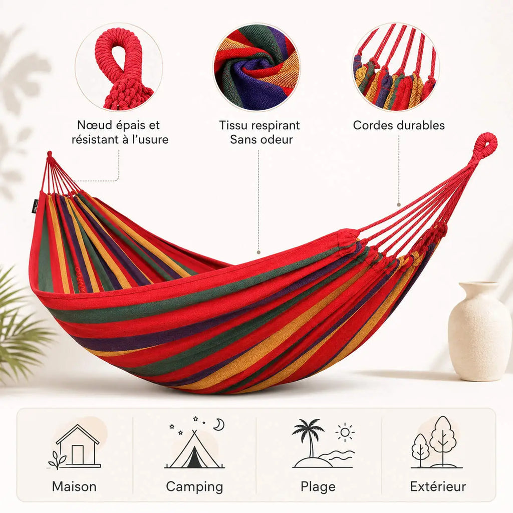 Hamac double coton pour camping