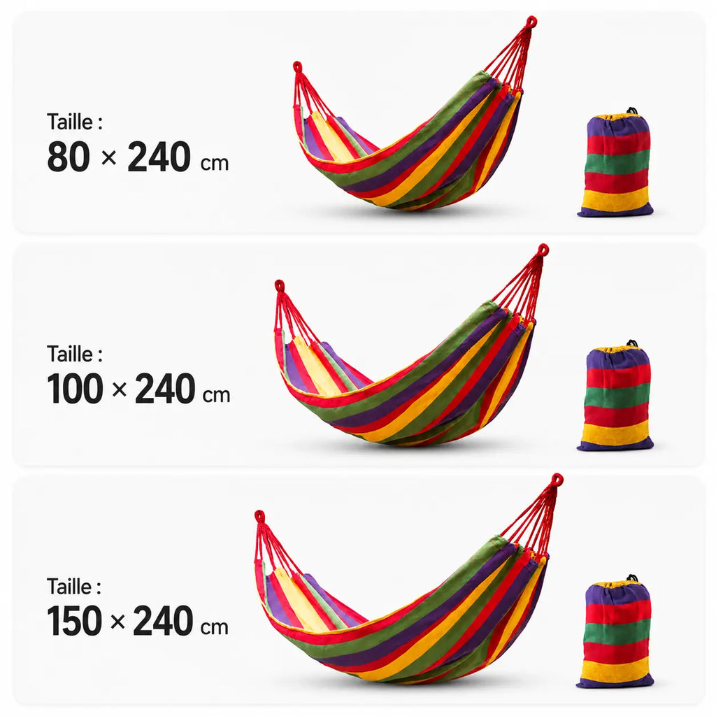 Hamac double coton rouge portable