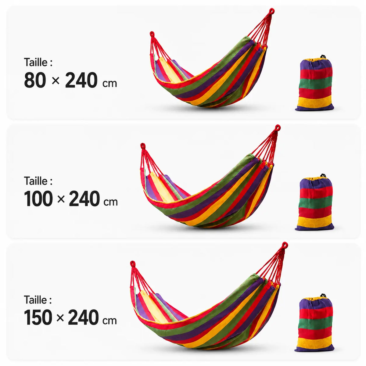 Hamac double coton rouge portable