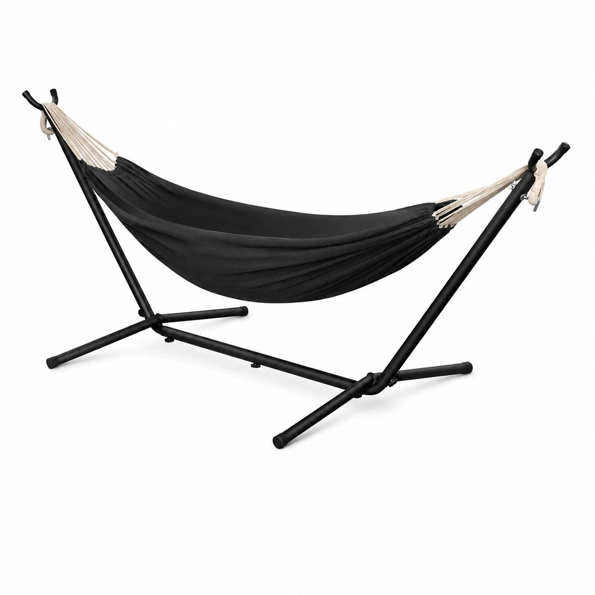 Hamac double portable gris foncé avec support acier