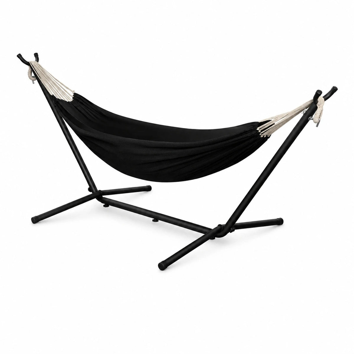 Hamac double portable noir avec support en acier