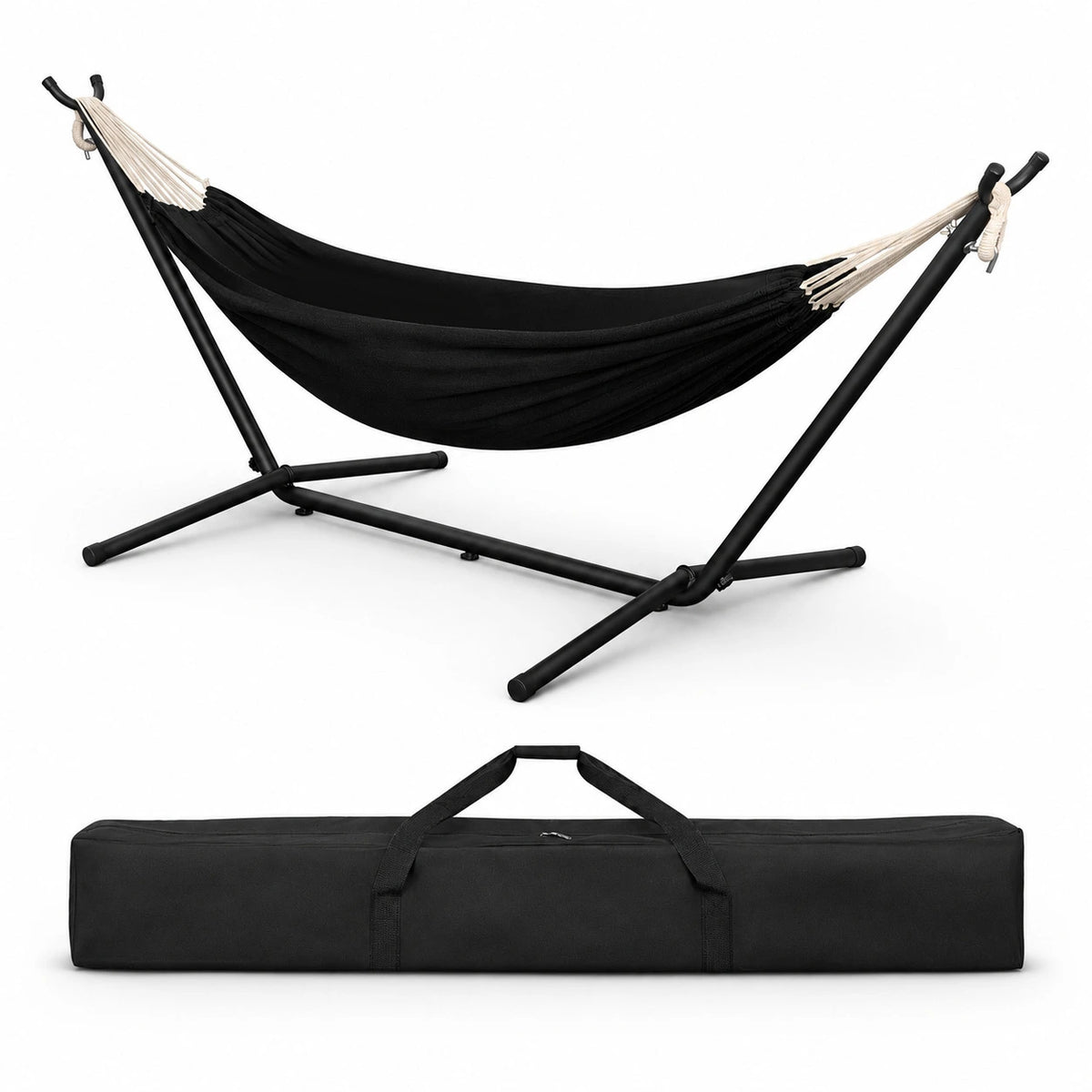 Hamac double avec support acier robuste, charge 250 kg