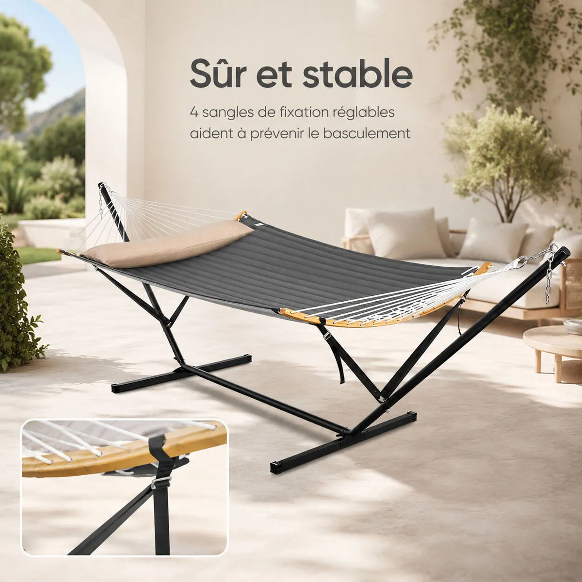 Hamac rembourré avec support pour terrasse